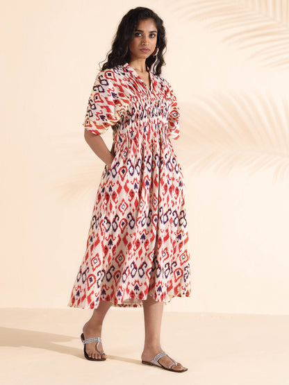 trueBrowns Carrot Cotton Ikat Dress - Distacart