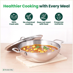 Thumbnail for The Indus Valley TurboCuk Tri-ply Stainless Steel Kadai+ Steel Lid, Premium Quality, 3 Layer Thick Body, 100% Toxin-free, Non-stick, Induction & Gas, 3L/3.5L/3.9L/4.5L