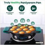 Thumbnail for The Indus Valley 12 Pit/Cup CASTrong Cast Iron Paniyaram/Appe Pan, Pre-seasoned, with Double Handle Silicone Grip,Toxin-free, 20.8 cm, 2.2 kg