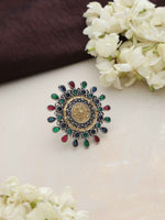 Thumbnail for trueBrowns Silver Gold Tone Mandala Ring - Distacart