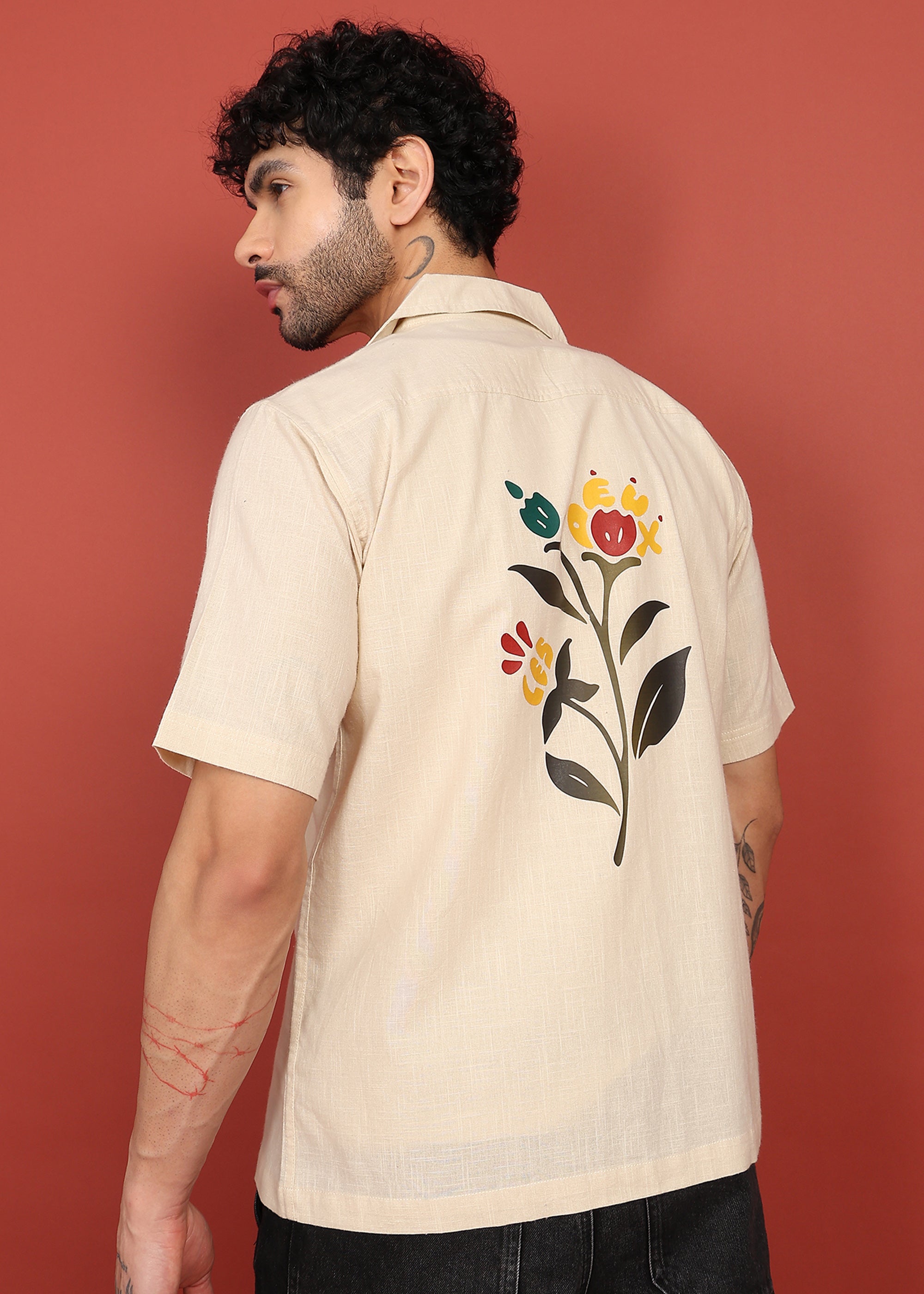 Fabmade Ivory Bloom Back-Print Shirt - Distacart