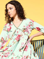 Thumbnail for Ahalyaa Women Floral Printed Pleated Kurti with Sharara - Distacart