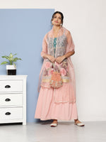 Thumbnail for Ahalyaa Women Green Floral Printed Gotta Patti Kurta with Sharara & With Dupatta - Distacart