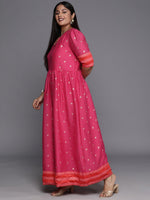 Thumbnail for Ahalyaa Plus Size V-Neck Maxi Ethnic Dress - Distacart