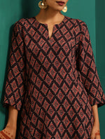 Thumbnail for trueBrowns Black Diamond Muslin Silk Printed Relaxed Co-ord Set - Distacart