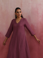 Thumbnail for trueBrowns Light Purple Cotton Dobby Flared Kurta Set