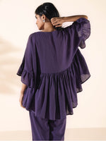 Thumbnail for trueBrowns Purple Cotton Flared Co-ord Set - Distacart