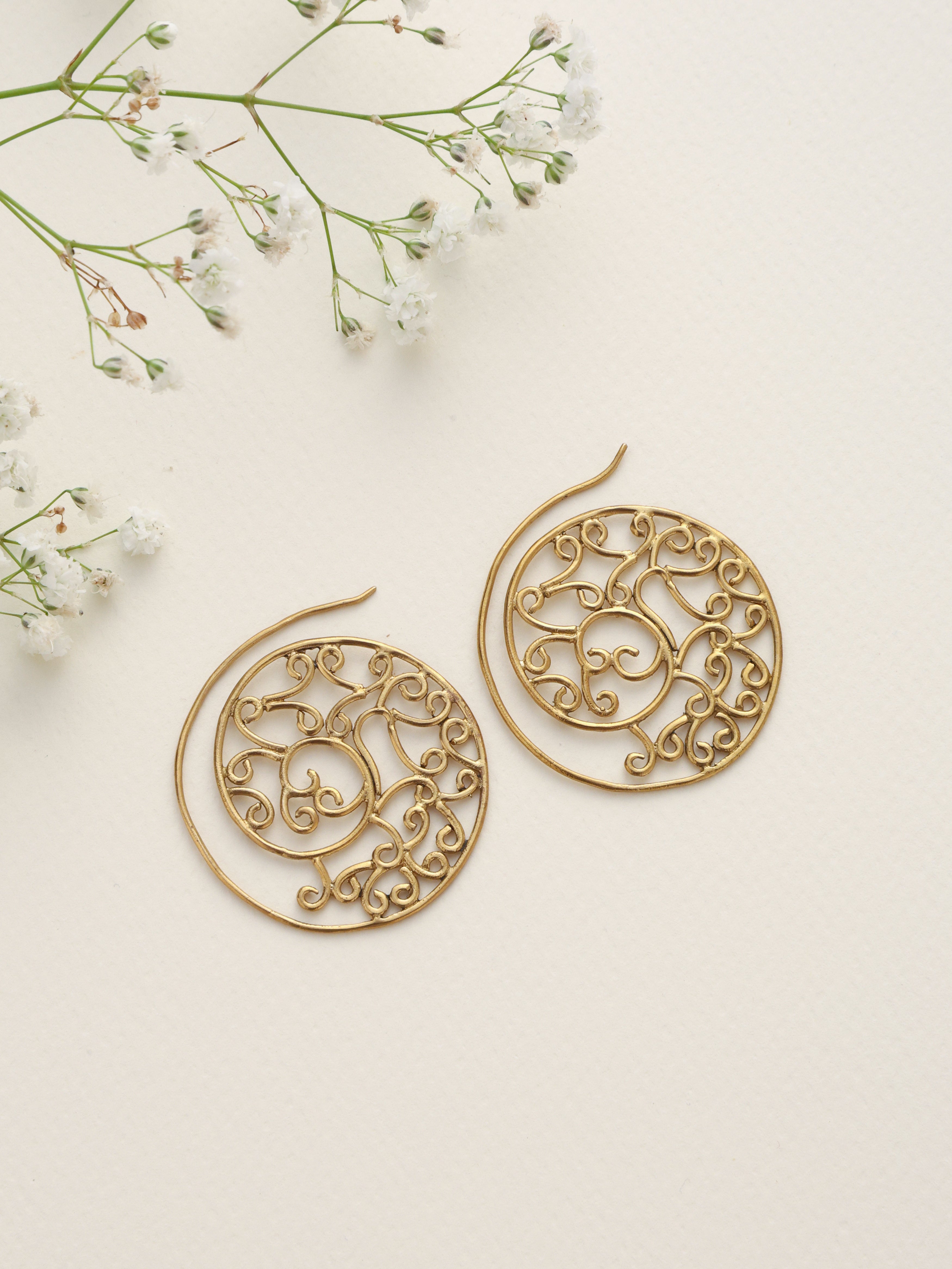 trueBrowns Brass Circular Swirl Earrings - Distacart