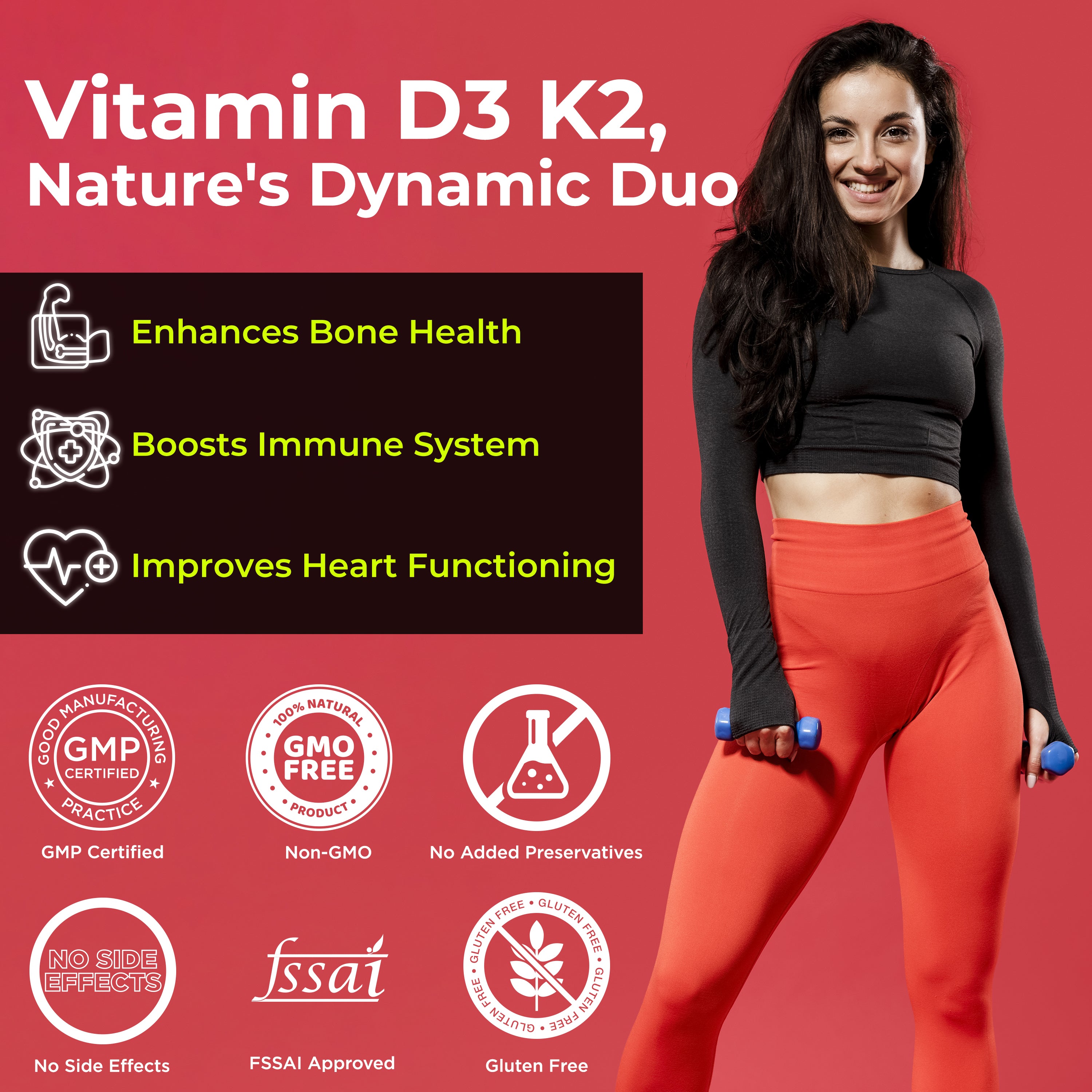Health Veda Organics Vitamin D3 + K2 Healthy Bones Tablets - Distacart