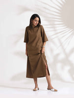 Thumbnail for trueBrowns Brown Slub Dress