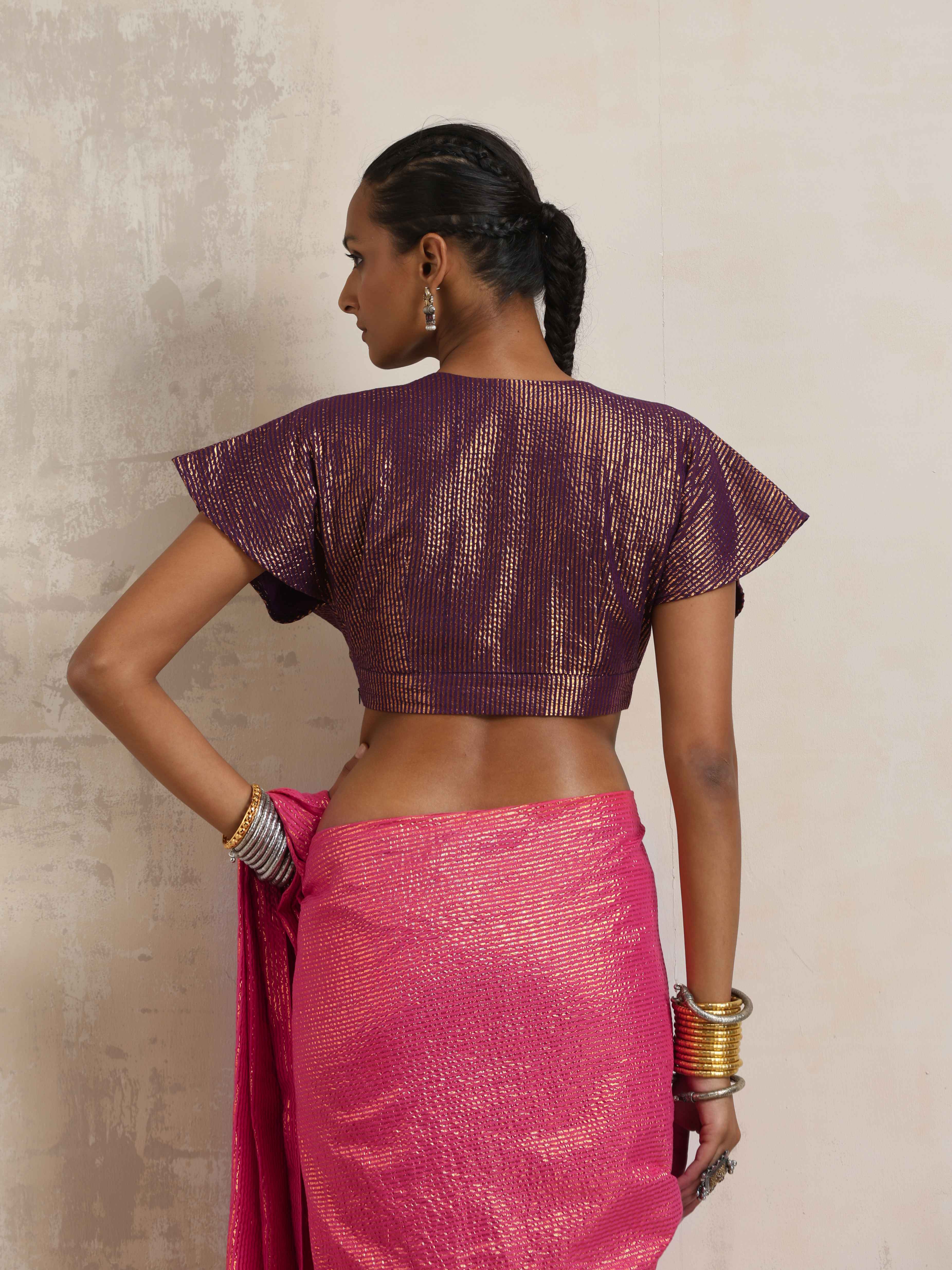 trueBrowns Purple Gold Metallic Blouse - Distacart