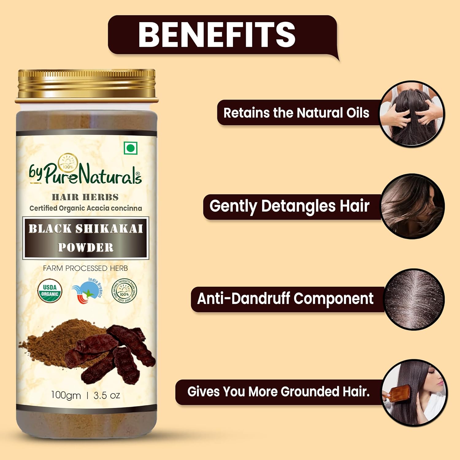 byPureNaturals Organic Black Shikakai Powder - Dista