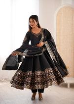 Thumbnail for Anaita White Silk Readymade Anarkali Suit with Embroidery & Sequence Work - Dista