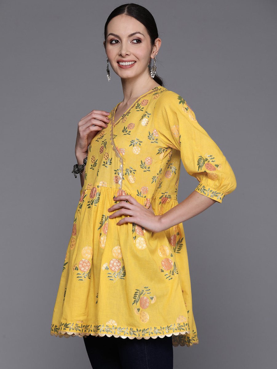 Ahalyaa Floral Printed Embellished Tunic - Distacart