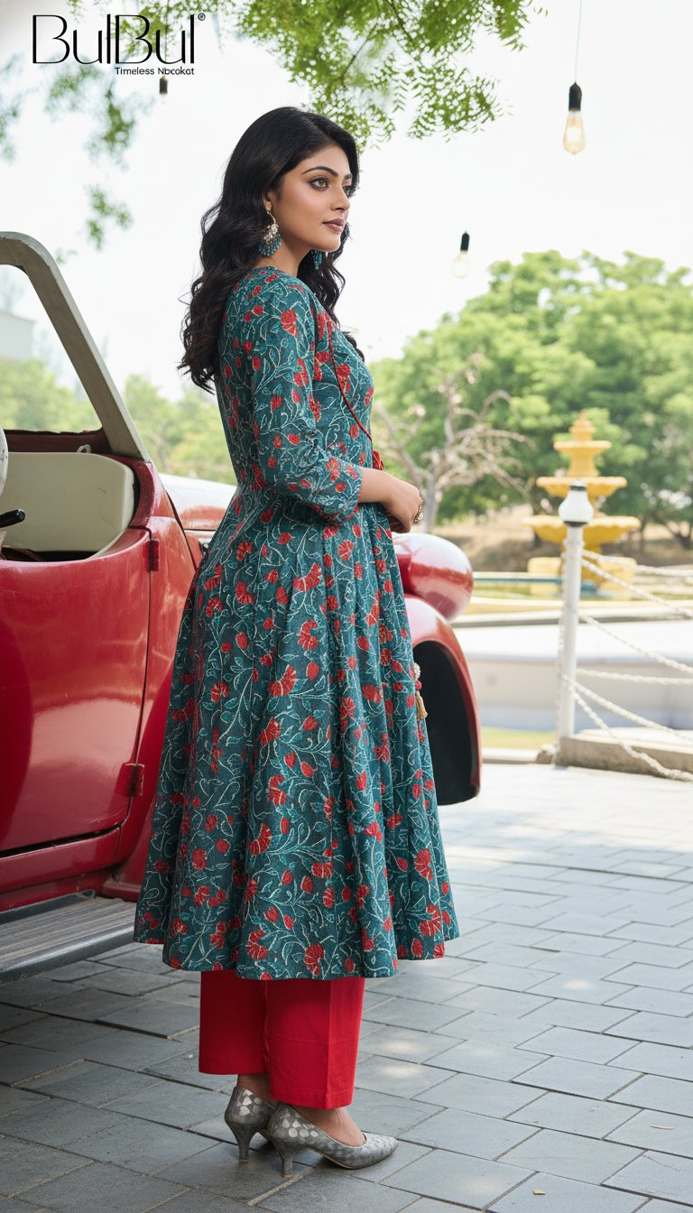 BulBul Anupama Cotton Blue Kurta Set with Dupatta