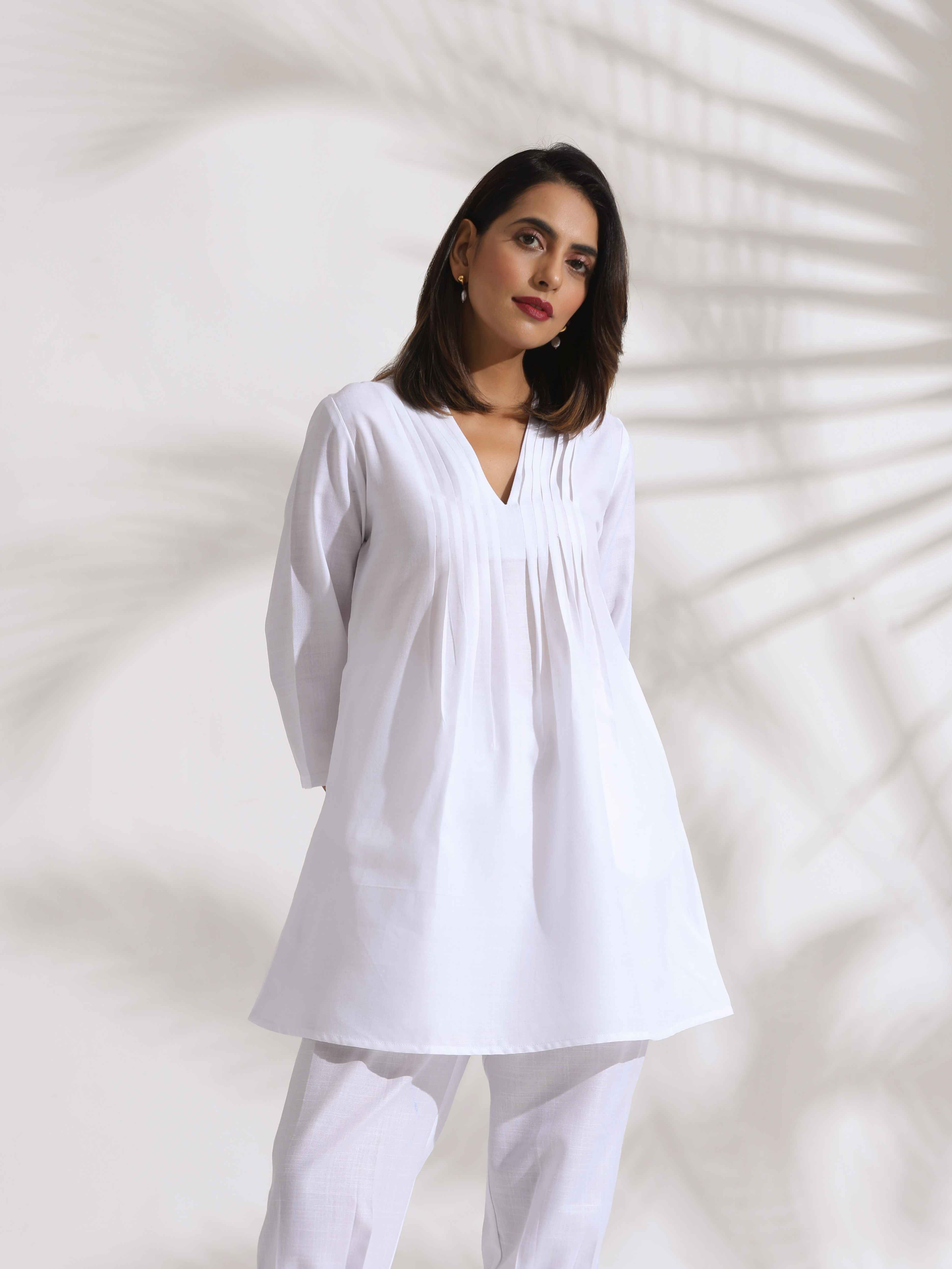 trueBrowns White Slub Co-ord Set