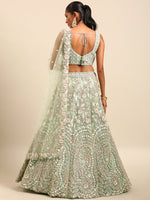 Thumbnail for House of Panchhi Sea green Net Multi Sequins with heavy Zarkan embroidery Lehenga choli & Dupatta - Distacart