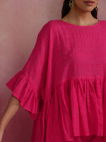 Thumbnail for trueBrowns Pink Cotton Dobby Co-ord set