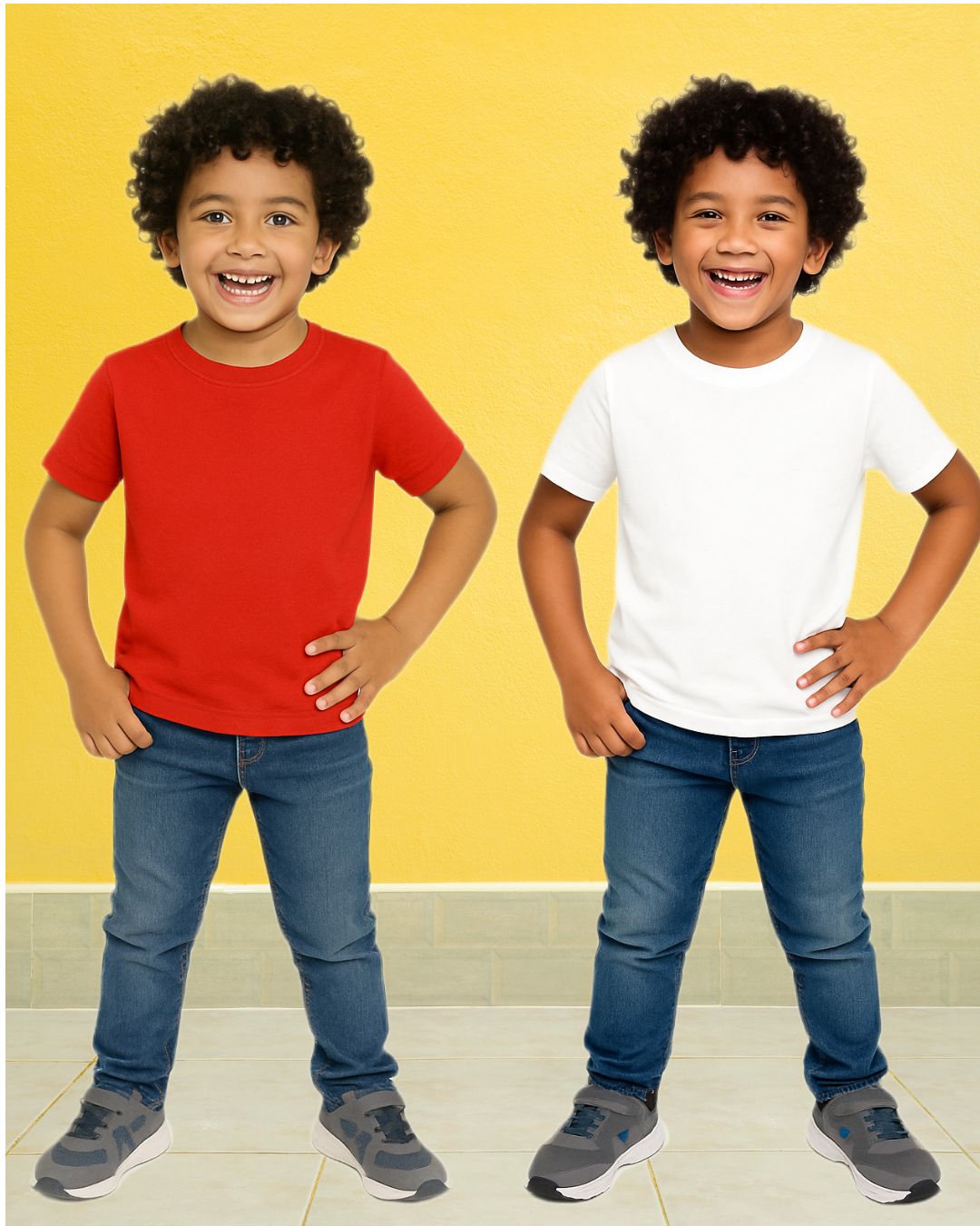 Chilins Kids Round Neck T-Shirt Half Sleeves 100% Cotton Plain Solid Color Tshirt