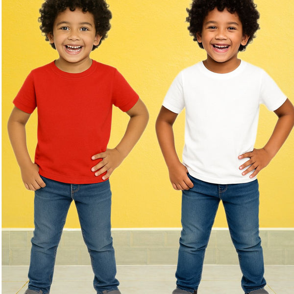 Chilins Kids Round Neck T-Shirt Half Sleeves 100% Cotton Plain Solid Color Tshirt - Distacart
