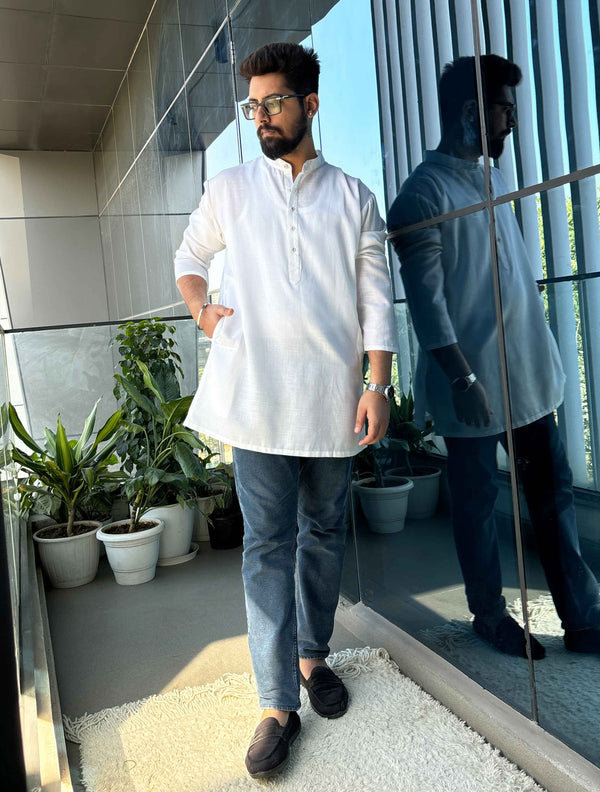 trueBrowns White Unisex Freesize Kurta