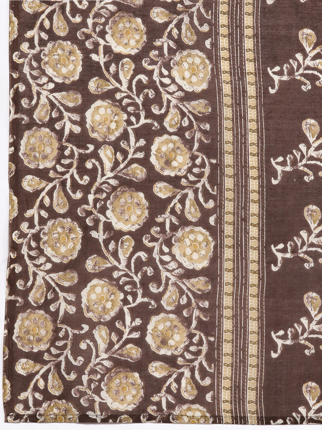 Varanga Women Brown Floral Printed Kurta Paired With Bottom & Dupatta - Distacart