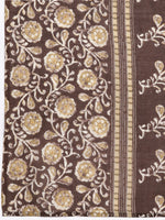 Thumbnail for Varanga Women Brown Floral Printed Kurta Paired With Bottom & Dupatta - Distacart