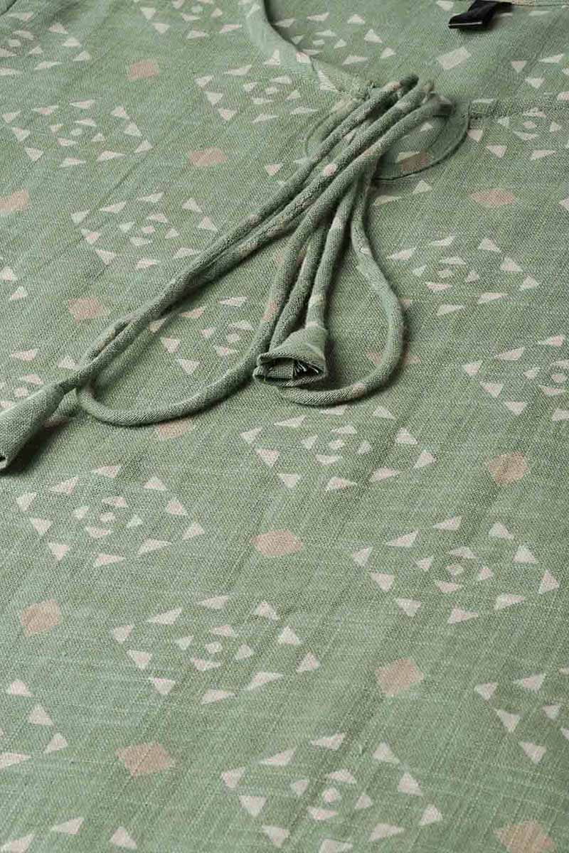 Ahika Sea Green Color Printed Trendy Kurti