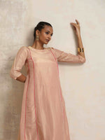 Thumbnail for trueBrowns Blush Pink Tissue A-line Kurta Set