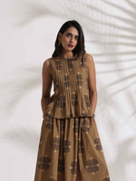 Thumbnail for trueBrowns Beige Cotton Skirt Co-ord Set