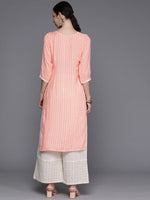 Thumbnail for Ahalyaa Abstract Printed Pure Cotton Kurta with Lace Detail - Distacart