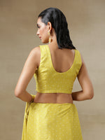 Thumbnail for trueBrowns Lime Green Bandhani Printed Silk Sleeveless Blouse - Distacart