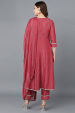 Thumbnail for Ahika Women Red Poly Silk Embroidered Kurta Trousers With Dupatta