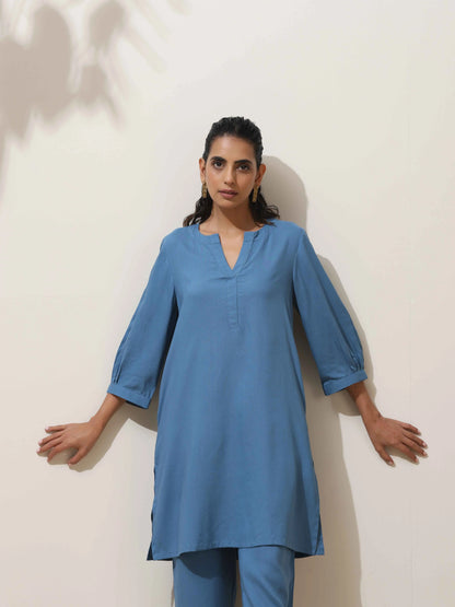 trueBrowns Blue Viscose Co-ord Set - Distacart