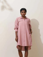 Thumbnail for trueBrowns Pink Cotton Linen Dress