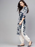 Thumbnail for Antaran Blue Pure Cotton Printed Kurta Pant Set - Distacart