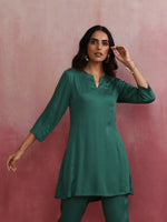 Thumbnail for trueBrowns Green Straight Kurta Co-ord Set