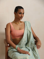 Thumbnail for trueBrowns Blue Gold Lurex Ready To Wear Saree