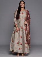 Thumbnail for Ahalyaa Plus Size Round Neck Maxi Ethnic Dress With Dupatta - Distacart