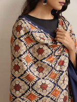 Thumbnail for trueBrowns Navy Blue Embroidered Woollen Stole