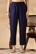 Thumbnail for BulBul Embroidered Cotton Navy Kurta Set with Dupatta