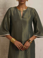 Thumbnail for trueBrowns Green Tissue Kurta Set