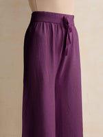 Thumbnail for trueBrowns Purple Woollen Flared Pants