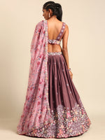 Thumbnail for House of Panchhi Rose Gold Chinon Sequins Embroidery Lehenga Choli & Dupatta - Distacart