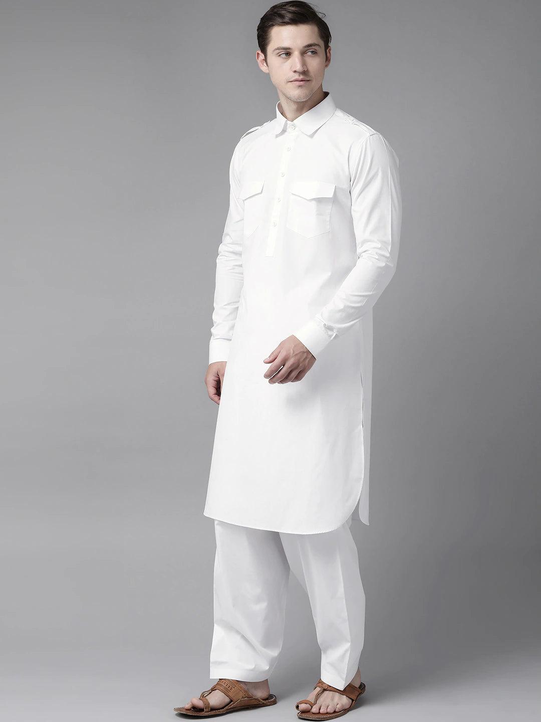 Fabmade White Pathani Suit