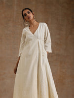 Thumbnail for trueBrowns Ivory Gold Cotton Angrakha Kurta Set - Distacart
