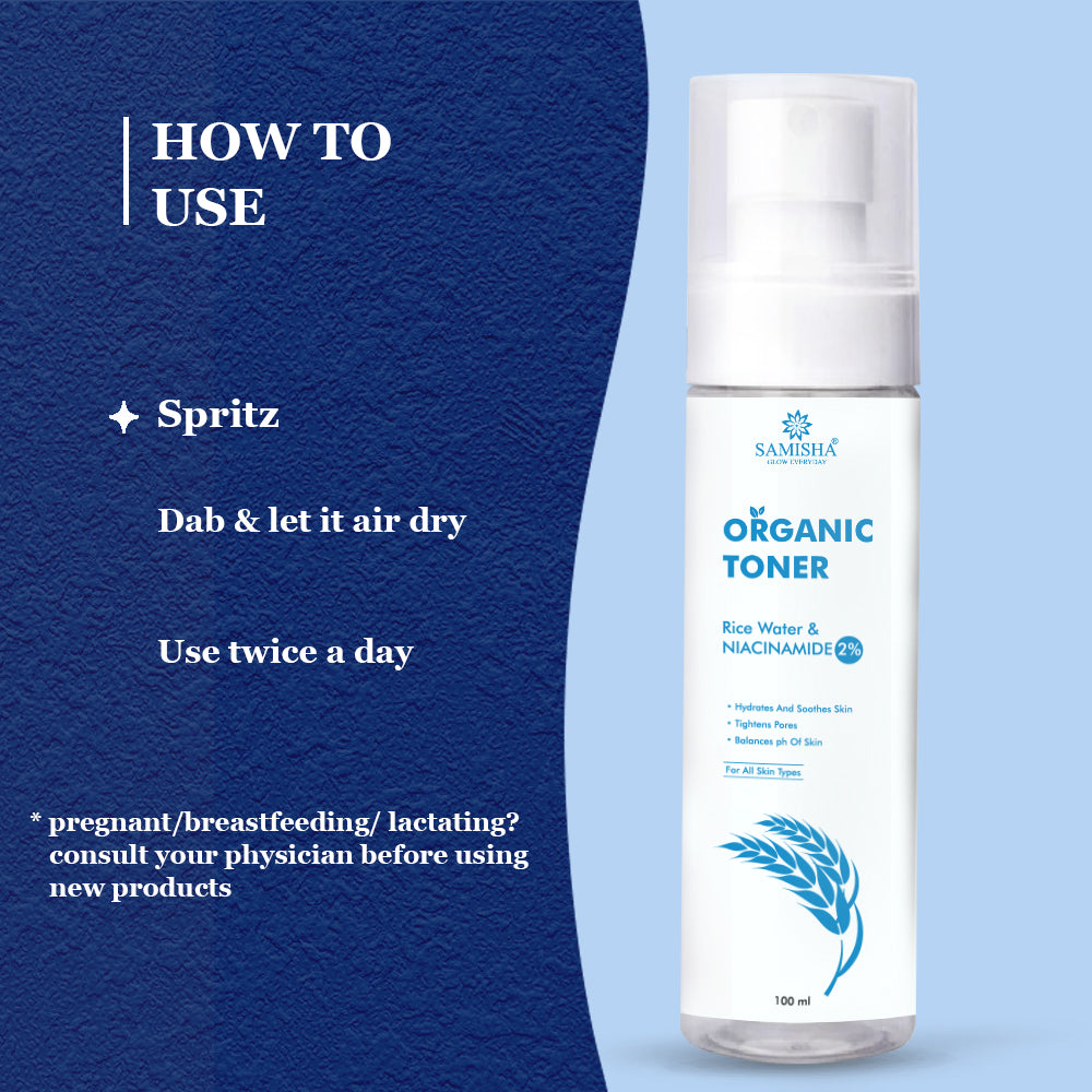 Samisha 2% Niacinamide & Rice Water Organic Face Toner - Distacart