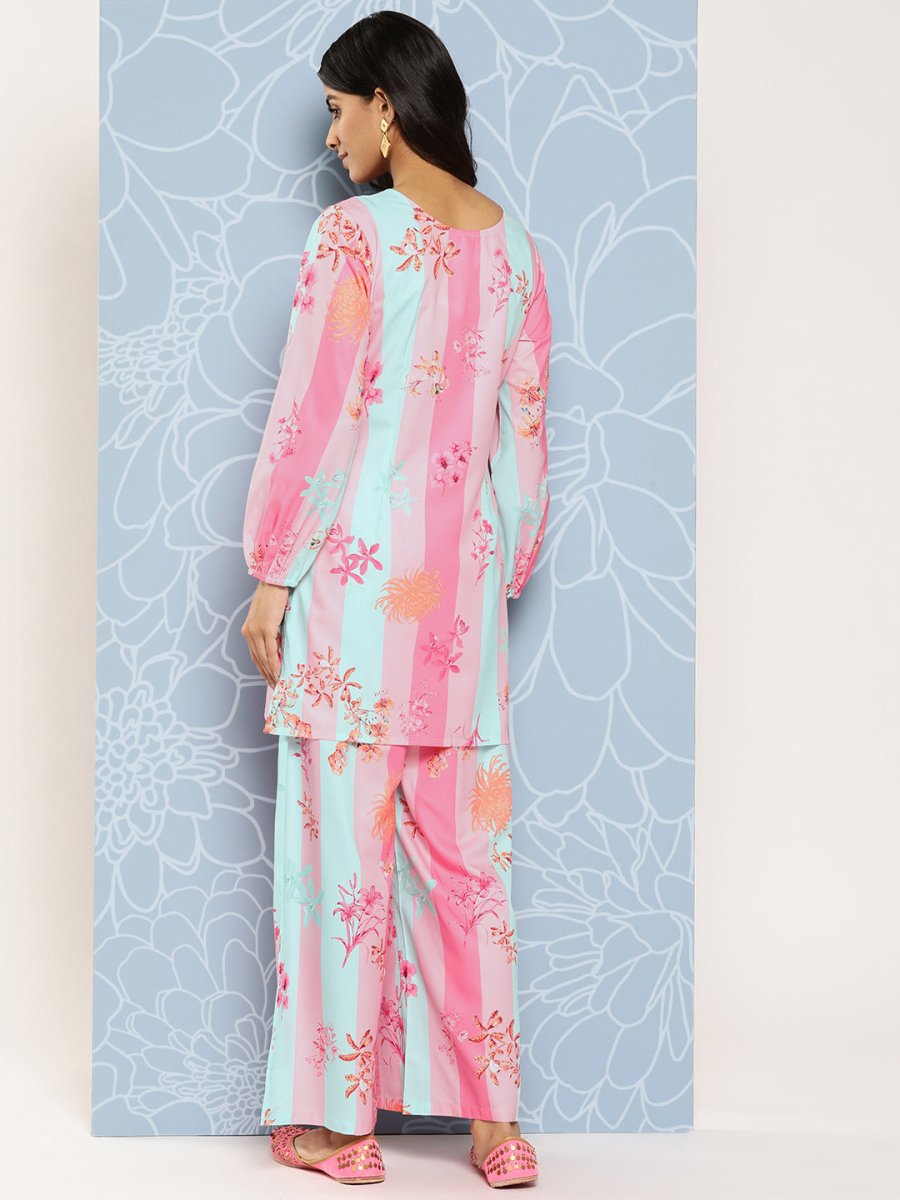 Ahalyaa Striped Ethnic Co-Ords - Distacart
