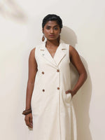 Thumbnail for trueBrowns Off-White Cotton Linen Dress