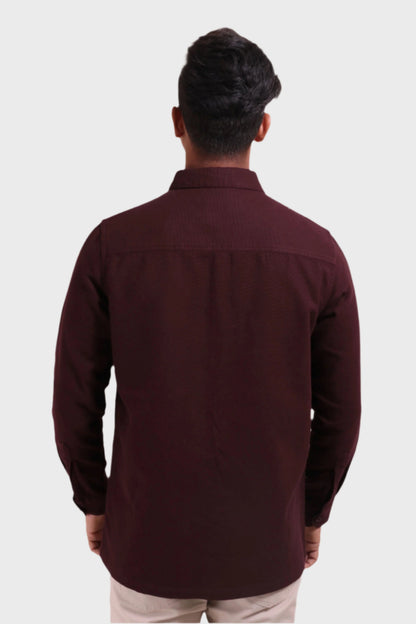 Xkind Dark Maroon Textured Shacket - Distacart